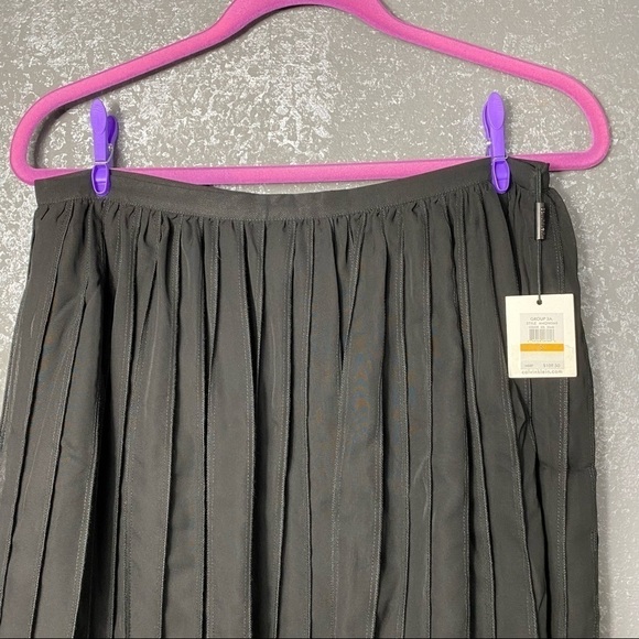Calvin Klein Black Pintuck Midi Polyester Seam Pleated Chiffon Skirt black - Picture 5 of 11